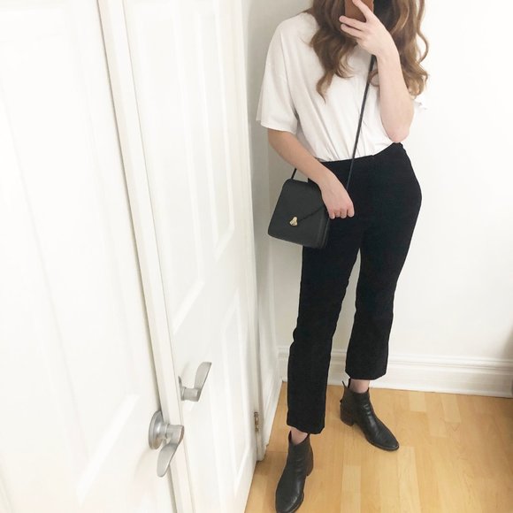Vintage Pants - Vintage High Waisted Velvet Cropped Parisian Pants